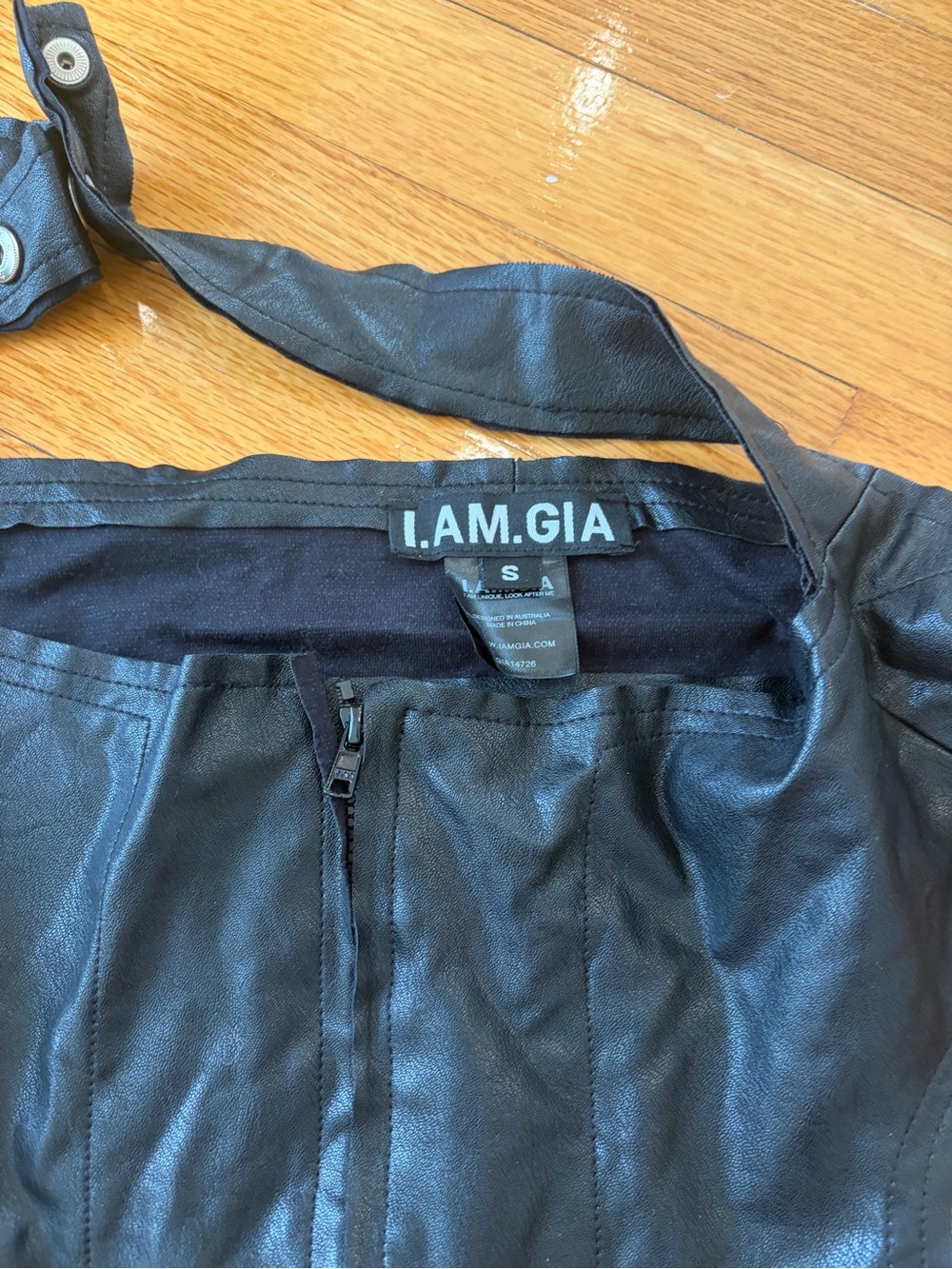 I.AM.GIA Black Faux Leather Men's Pants with Front Zip